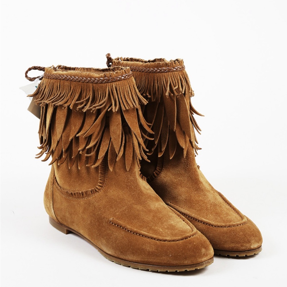 Aquazurra Suede Fringe Booties
